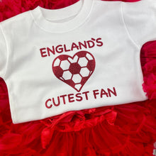 Load image into Gallery viewer, World Cup 2022 England&#39;s Cutest Fan Girls Football Top &amp; Red Tutu Skirt - Little Secrets Clothing
