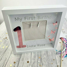 Load image into Gallery viewer, Personalised &#39;My First Birthday&#39; Butterfly Baby Photo Frame
