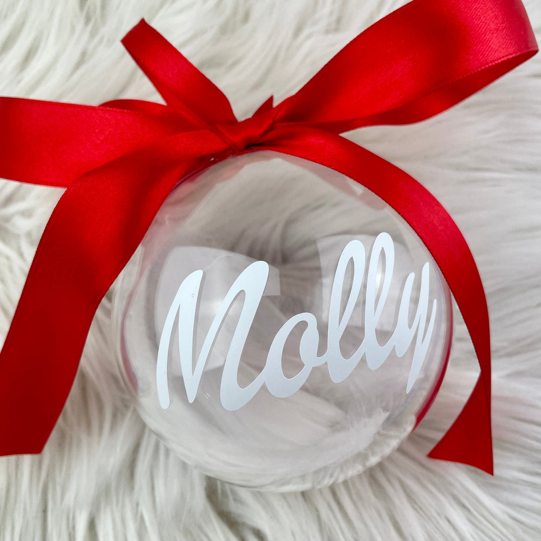Personalised Feather Filled Christmas Bauble, Remembrance/ Memorial Bauble