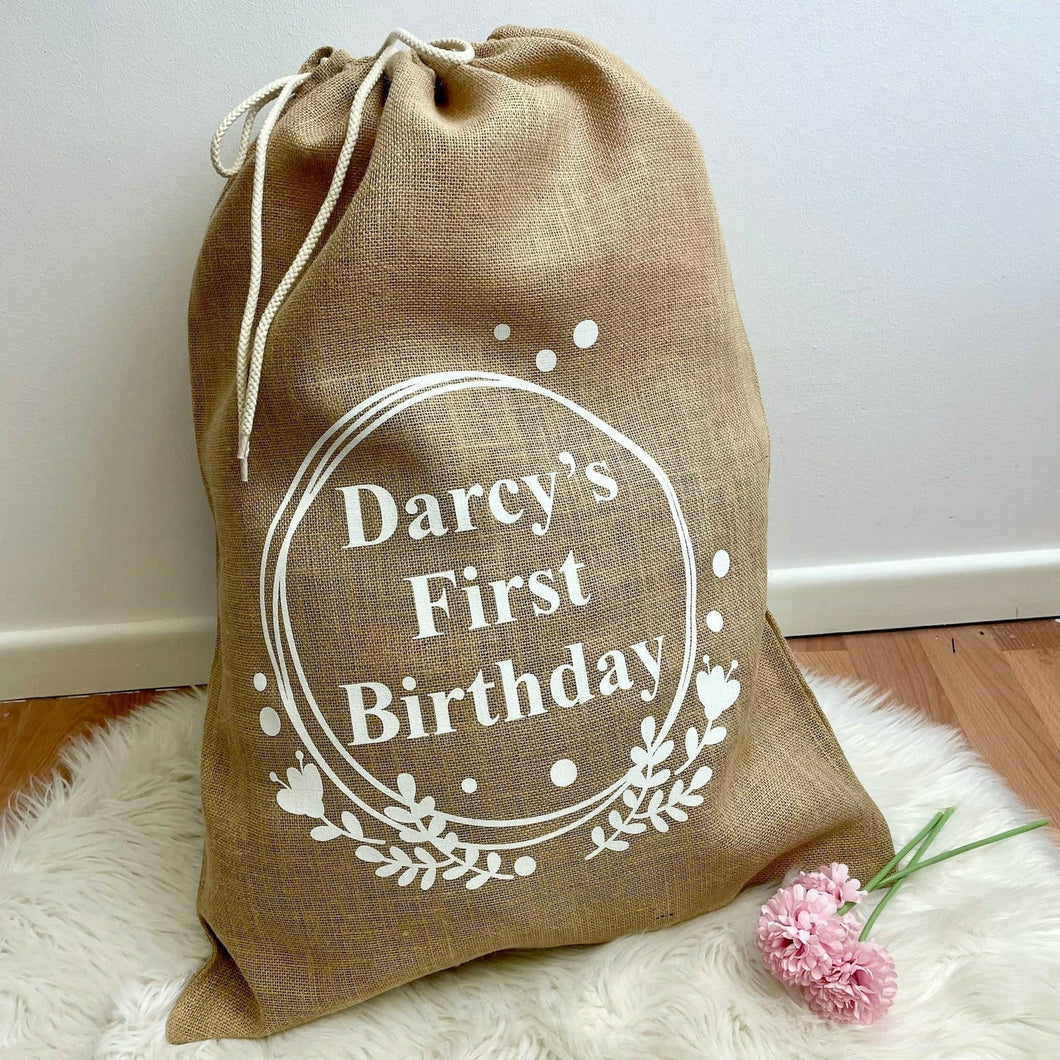 First Birthday Personalised Present Sack