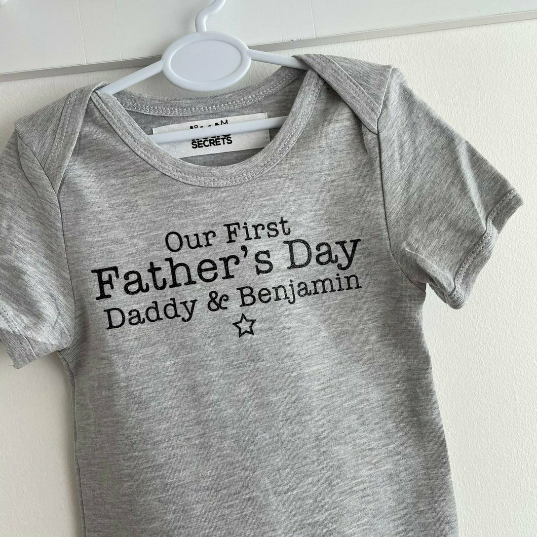 Personalised Our First Fathers Day Romper - Little Secrets Clothing