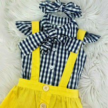 Load image into Gallery viewer, Baby Girl&#39;s Gingham Pinafore Dungaree Bloomer Dress
