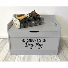 Load image into Gallery viewer,  Personalised Dog / Pet Toys Paw Toy Box Grey Wood
