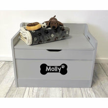 Load image into Gallery viewer, Personalised Dog / Pet Bone Design Toy Box Grey Wood
