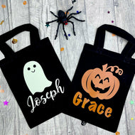 Personalised Pumpkin, Ghost, Witch and Cat Trick or Treat Bag Children's Halloween tote bag