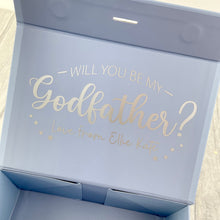 Load image into Gallery viewer, Personalised Will You Be My Godfather? Keepsake Blue Gift Box
