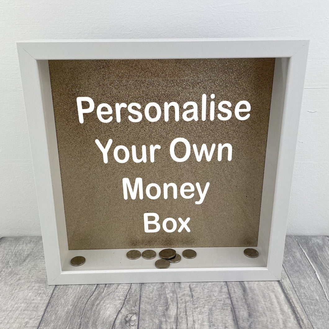 Custom Your Own Money Box Saving Fund Gift, Gold Glitter Background - Little Secrets Clothing