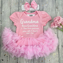 Load image into Gallery viewer, Grandma Funny Quote Baby Girl Tutu Romper With Headband - Little Secrets Clothing

