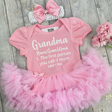 Load image into Gallery viewer, Grandma Funny Quote Baby Girl Tutu Romper With Headband - Little Secrets Clothing
