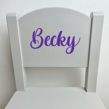 Load image into Gallery viewer, Personalised Baby Girls &amp; Boys Curly Name, Grey Wooden Nursery Chair

