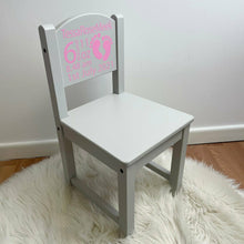 Load image into Gallery viewer, Personalised Grey Wooden Children&#39;s Chair, Newborn, Christening or Birthday Gift
