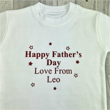 Load image into Gallery viewer, Personalised &#39;Happy Father&#39;s Day Love From, Name&#39; White T-shirt, Boy&#39;s Short Sleeved Top
