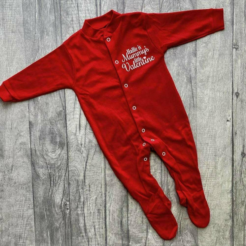 Personalised 'Mummy's Little Valentine' Babies Romper Sleep Suit