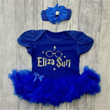 Load image into Gallery viewer, Personalised Harry Potter Baby Girls Tutu Romper with Matching Bow Headband
