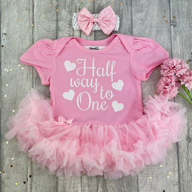 Half Way To One Baby Girl Birthday Tutu Romper - Little Secrets Clothing