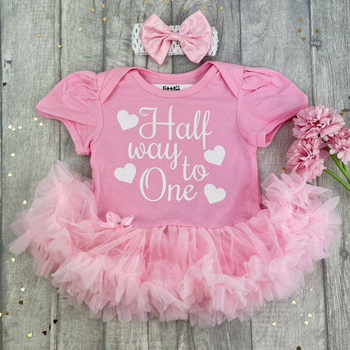 Half Way To One Baby Girl Birthday Tutu Romper - Little Secrets Clothing