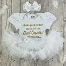 Load image into Gallery viewer, Personalised Hand Picked for Earth by my.. in Heaven Tutu Romper
