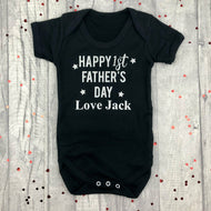 Personalised Happy 1st Father's Day Baby Boy Short Sleeve Romper