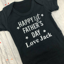 Load image into Gallery viewer, Personalised Happy 1st Father&#39;s Day Baby Boy Short Sleeve Romper
