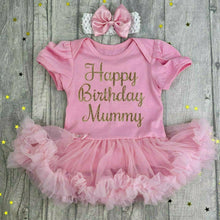 Load image into Gallery viewer, Happy Birthday Mummy Baby Girl Light Pink Tutu Romper With Headband, Gift for Mum- Little Secrets Clothing
