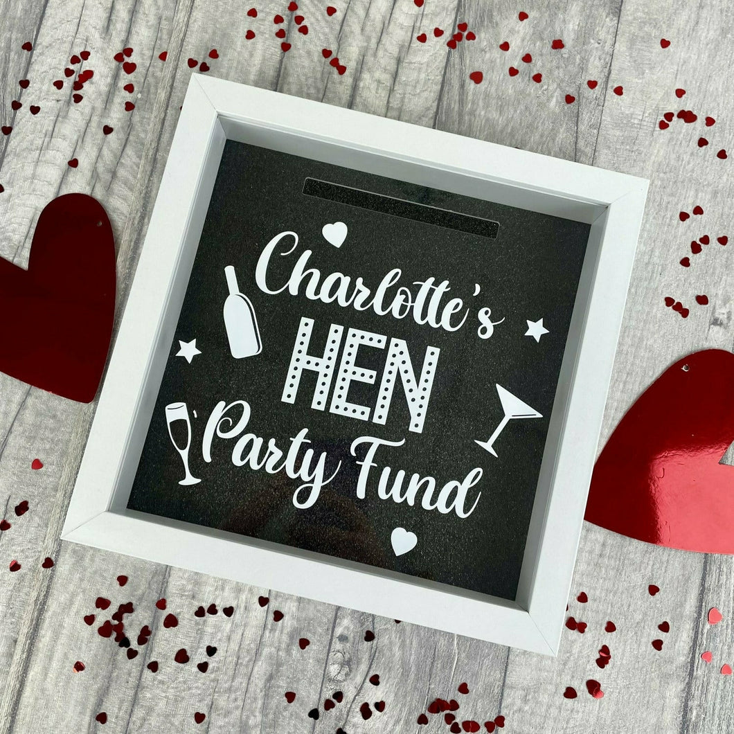 Hen Party Fund, Personalised Money Box Frame
