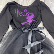 Load image into Gallery viewer, Hocus Pocus Girls Witch Dress, Halloween Long Sleeve Black Tutu Dress - Little Secrets Clothing
