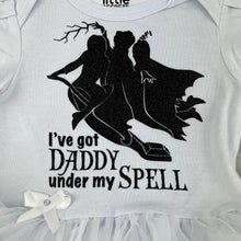 Load image into Gallery viewer, Hocus Pocus Baby Girl Halloween Witch Outfit, I&#39;ve got Daddy under my Spell - Little Secrets Clothing
