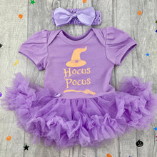 Load image into Gallery viewer, Hocus Pocus Tutu Romper with Matching Bow Headband Baby Girl Halloween Witch Outfit - Little Secrets Clothing
