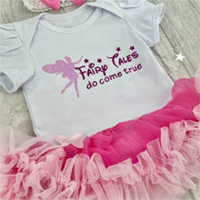 Load image into Gallery viewer, &#39;Fairy Tales Do Come True&#39; Baby Girl Tutu Romper With Matching Bow Headband
