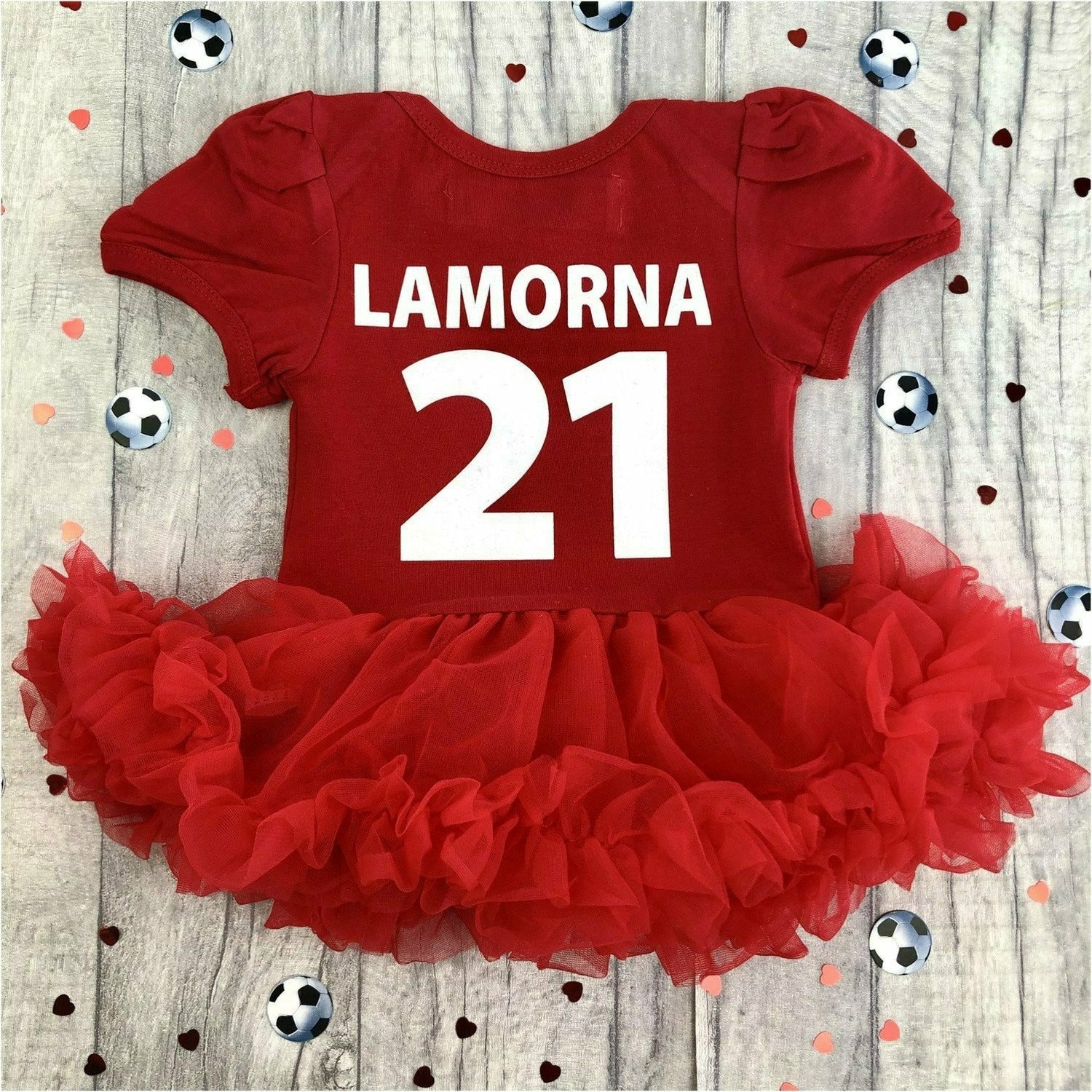 Baby Girls Personalised England Football Tutu Romper – Little