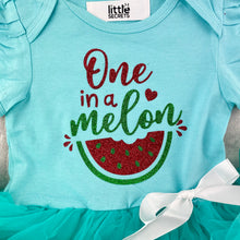 Load image into Gallery viewer, Baby Girl 1st Birthday Dress, One In A Melon Tutu Romper with Headband
