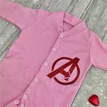 Load image into Gallery viewer, Baby Girl Or Boy Superhero Avengers Logo Blue Sleepsuit Blue Pink
