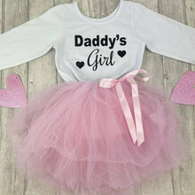 Load image into Gallery viewer, &#39;Daddy&#39;s Girl&#39; Father&#39;s Day White and Pink Long Sleeved Tutu Dress, With Hearts
