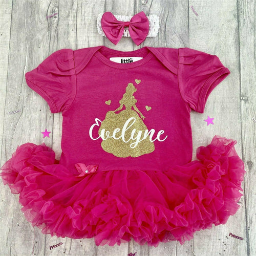 WORLD BOOK DAY! Personalised Belle Disney Princess Baby Girl Tutu Romper With Matching Bow Headband