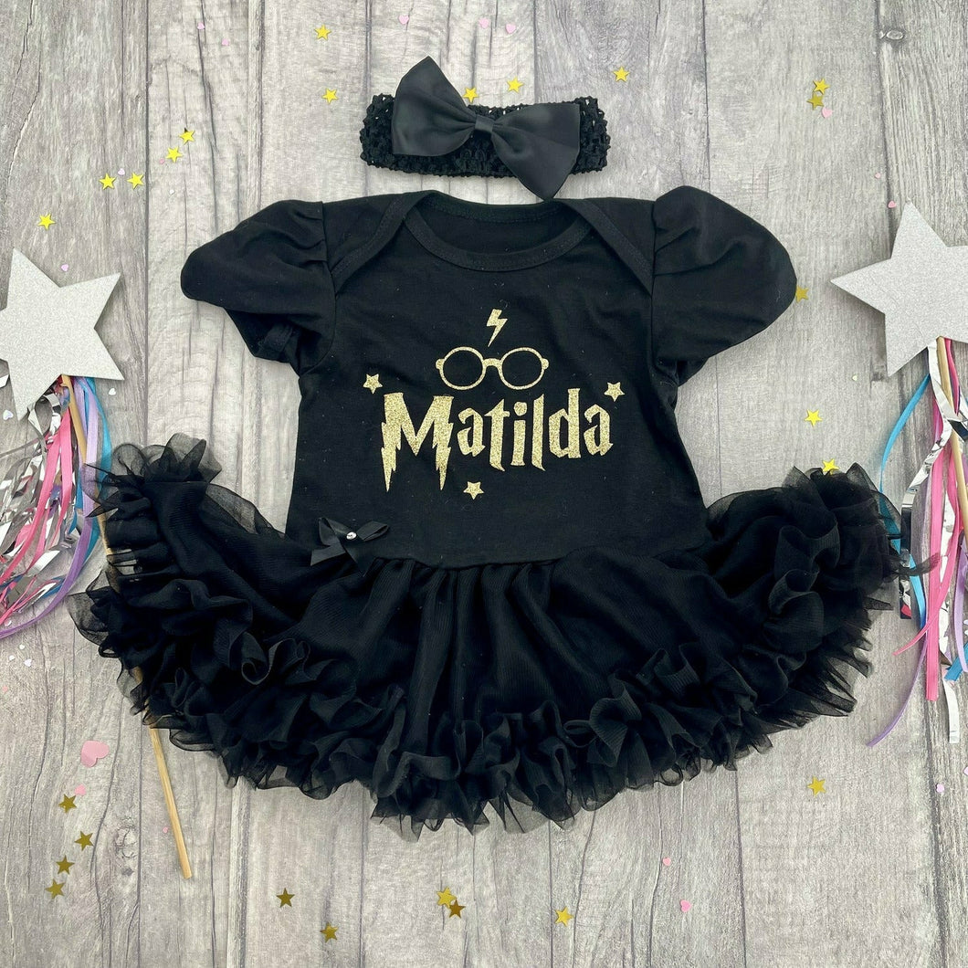 Personalised Harry Potter Baby Girls Tutu Romper with Matching Bow Headband