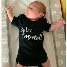 Load image into Gallery viewer, Personalised baby surname short sleeve romper

