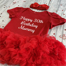 Load image into Gallery viewer, Happy 30th Birthday Mummy Baby Girl Tutu Romper With Matching Bow Headband
