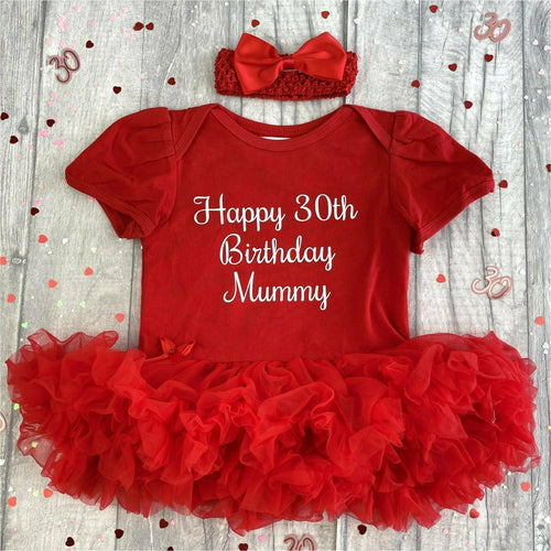 Happy 30th Birthday Mummy Baby Girl Tutu Romper With Matching Bow Headband - Little Secrets Clothing