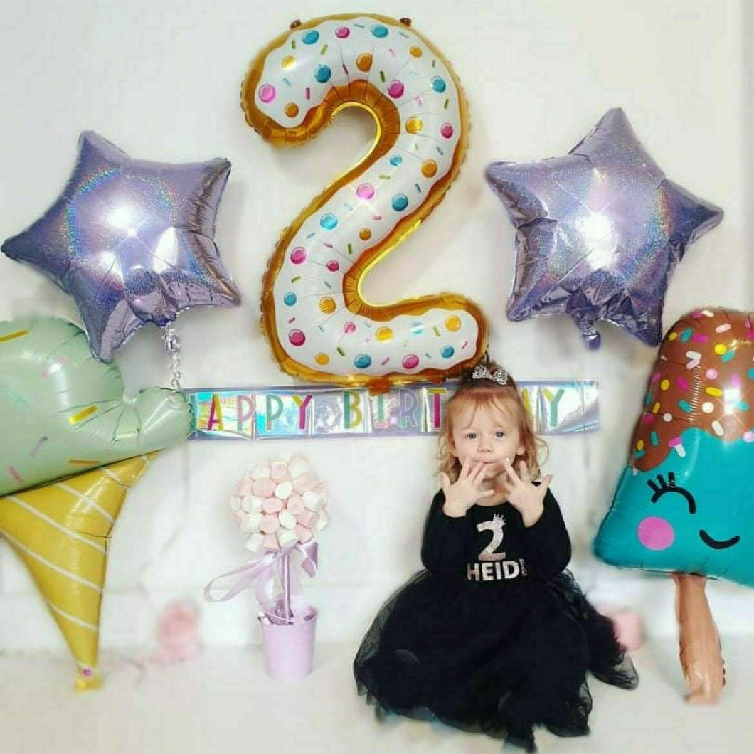 Girls Personalised Black Birthday/Party Dress with Glitter Text