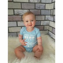 Load image into Gallery viewer, Personalised &#39;Has A Hero His Name Is Daddy&#39; Baby Boy or Girl Short Sleeve Romper
