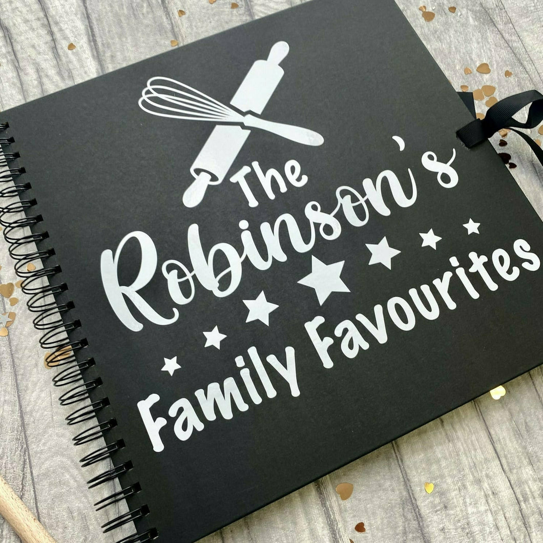 Family Favourites Recipe Book, Personalised Surname Star Design Scrapbook
