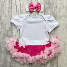 Load image into Gallery viewer, Custom Your Own White &amp; Pink Tutu Romper With Headband
