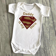 Load image into Gallery viewer, Daddy Is My Hero Superman Baby Boy Short Sleeve Romper, Father&#39;s Day Gift
