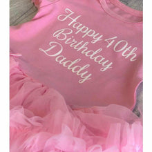 Load image into Gallery viewer, &#39;Happy 40th Birthday Daddy&#39; Baby Girl Tutu Romper With Matching Bow Headband
