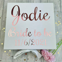 Load image into Gallery viewer, Personalised &#39;Bride To Be&#39; Name and Date Wedding Memory Keepsake Box
