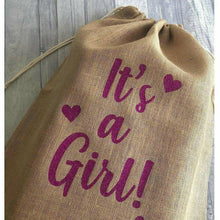 Load image into Gallery viewer, It&#39;s a Girl / Boy New Born Baby Presents Hessian Gift Sack - Little Secrets Clothing
