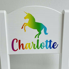 Load image into Gallery viewer, Personalised Unicorn White Wooden Toddler Chair
