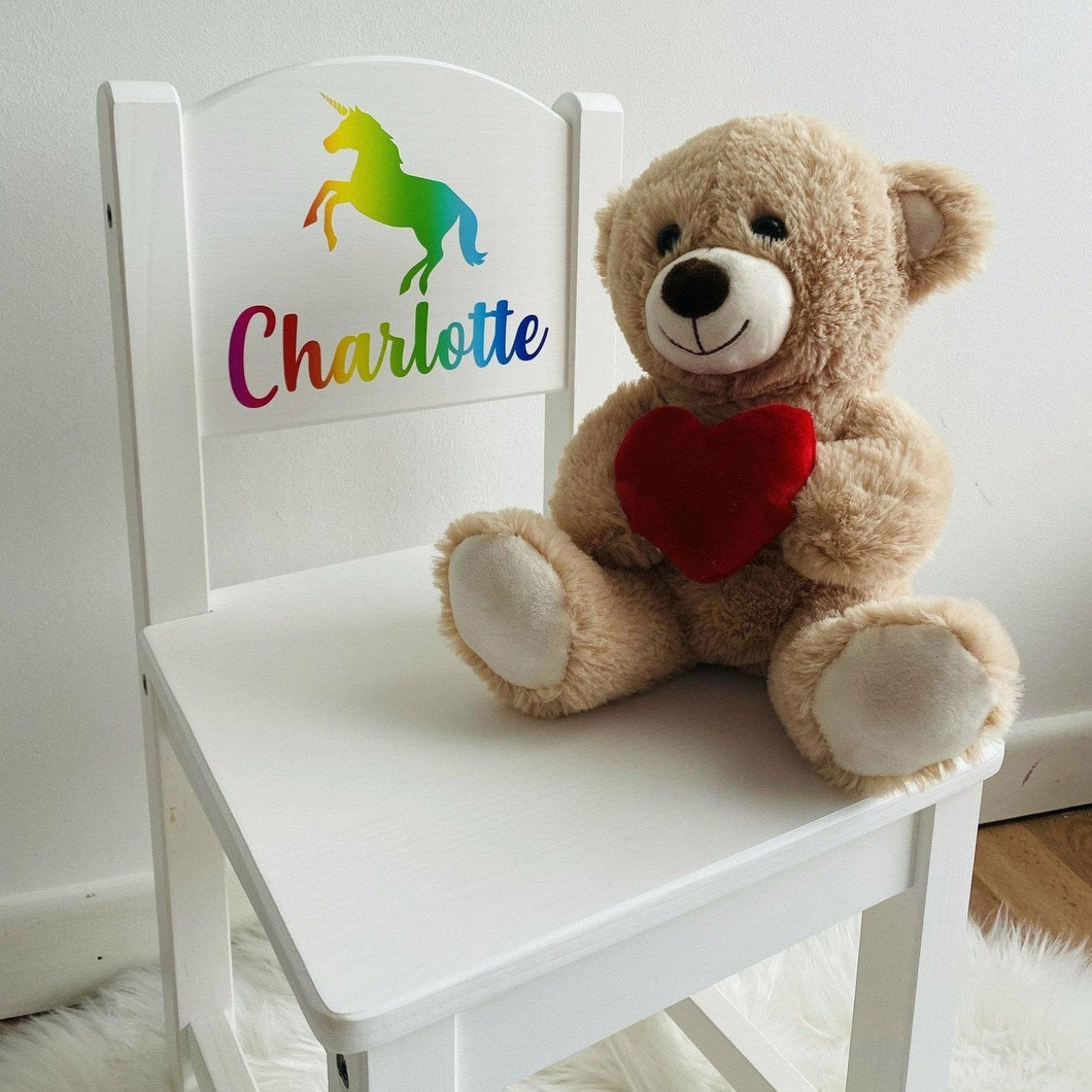 Personalised Unicorn White Wooden Toddler Chair