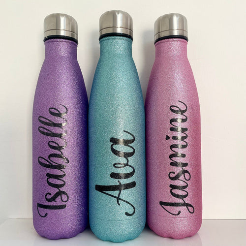 Personalised Glitter Insulated Reusable Water Bottle