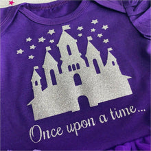 Load image into Gallery viewer, Disney Castle Once Upon A Time Baby Girl Tutu Romper With Matching Bow Headband
